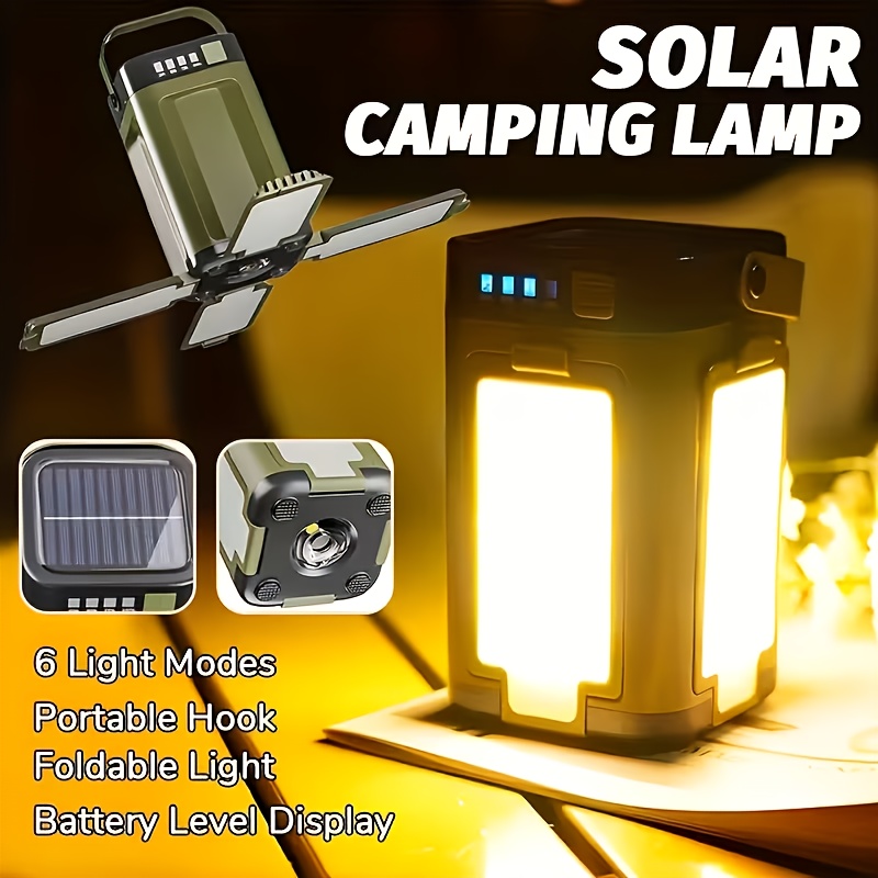Outdoor Camping Lamp - Solarbetriebene Tragbare Campinglampe mit Solarladung, Faltbar,