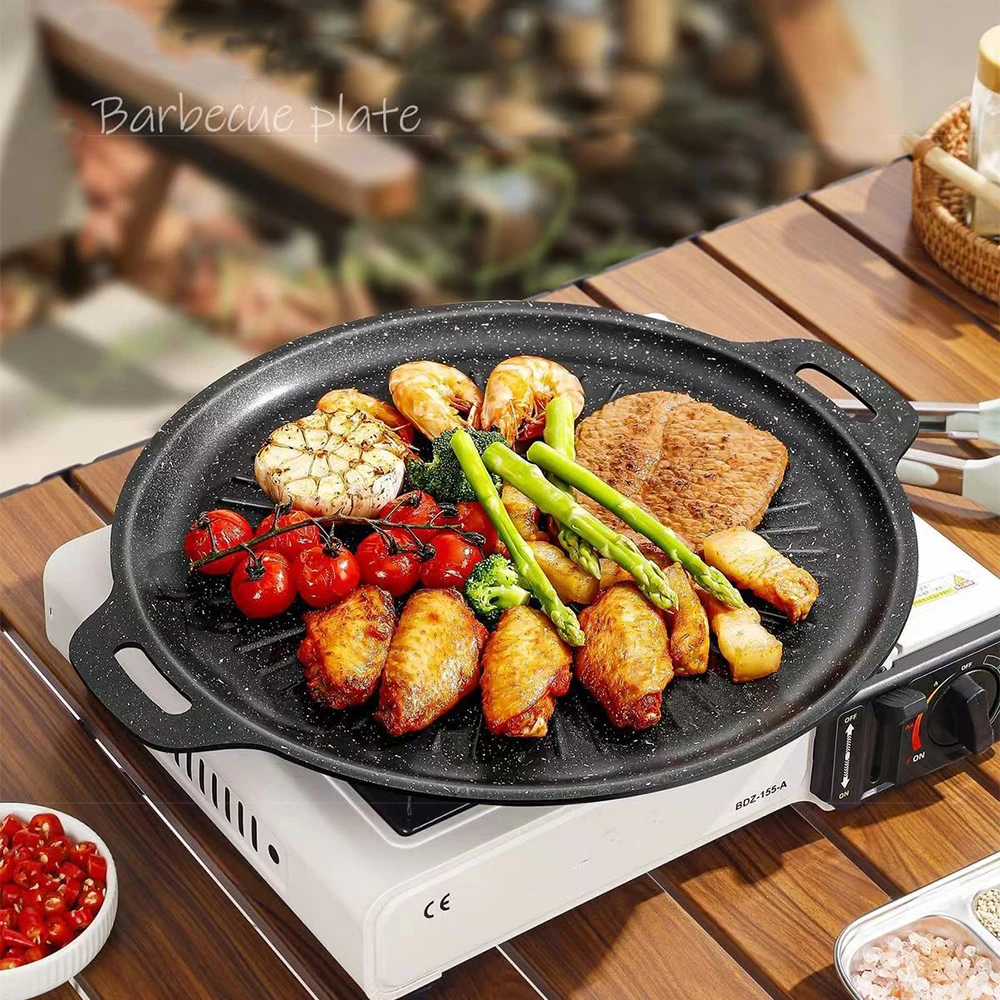 Outdoor Camping Kitchen - 34CM Outdoor BBQ Grillpfanne Antihaft-Backblech Koreanische
