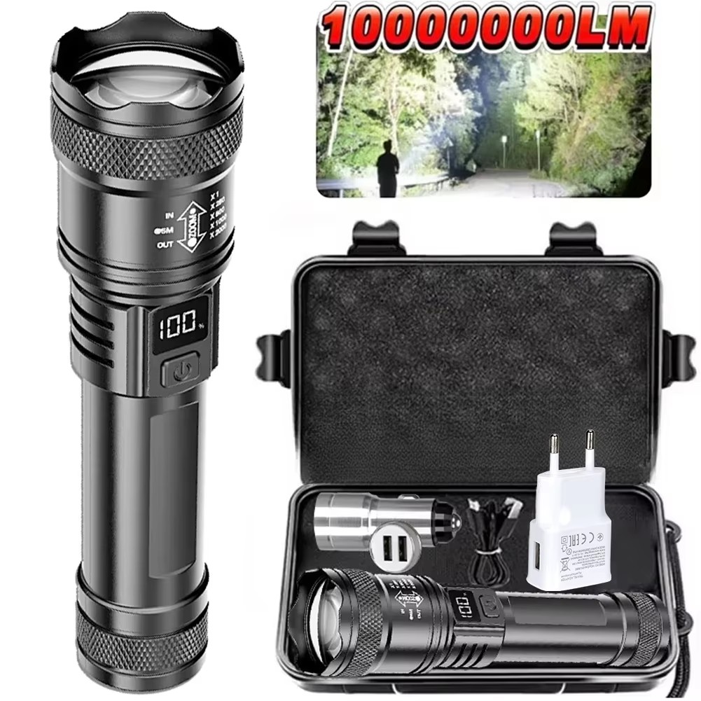 Outdoor Camping Lamp - 100000LM Superhelle Taschenlampe Typ-C Wiederaufladbare LED-Fackel