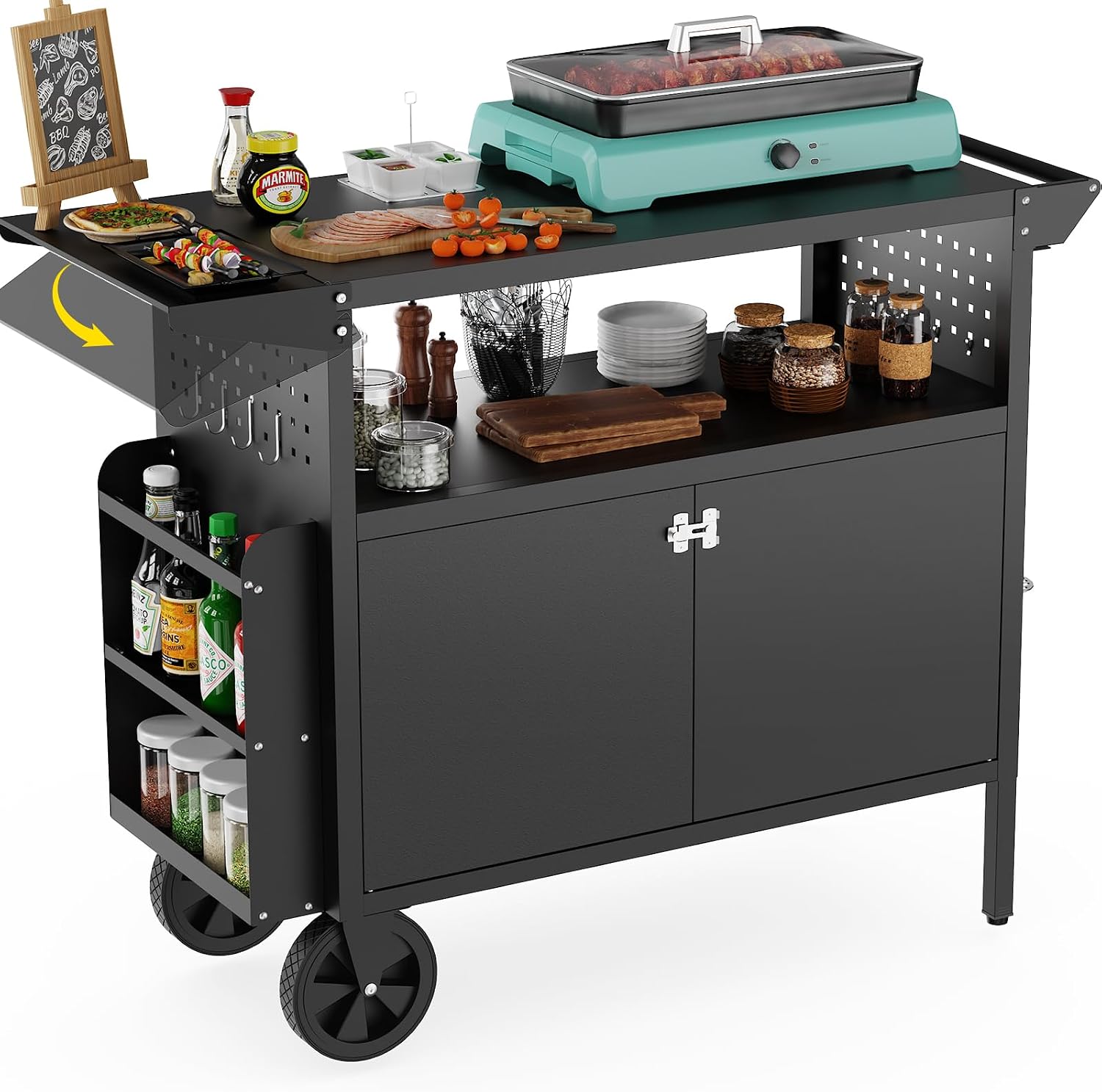 Outdoor Camping Kitchen - Outdoor-Grillwagen mit Stauraum, Kücheninsel mit Rädern,