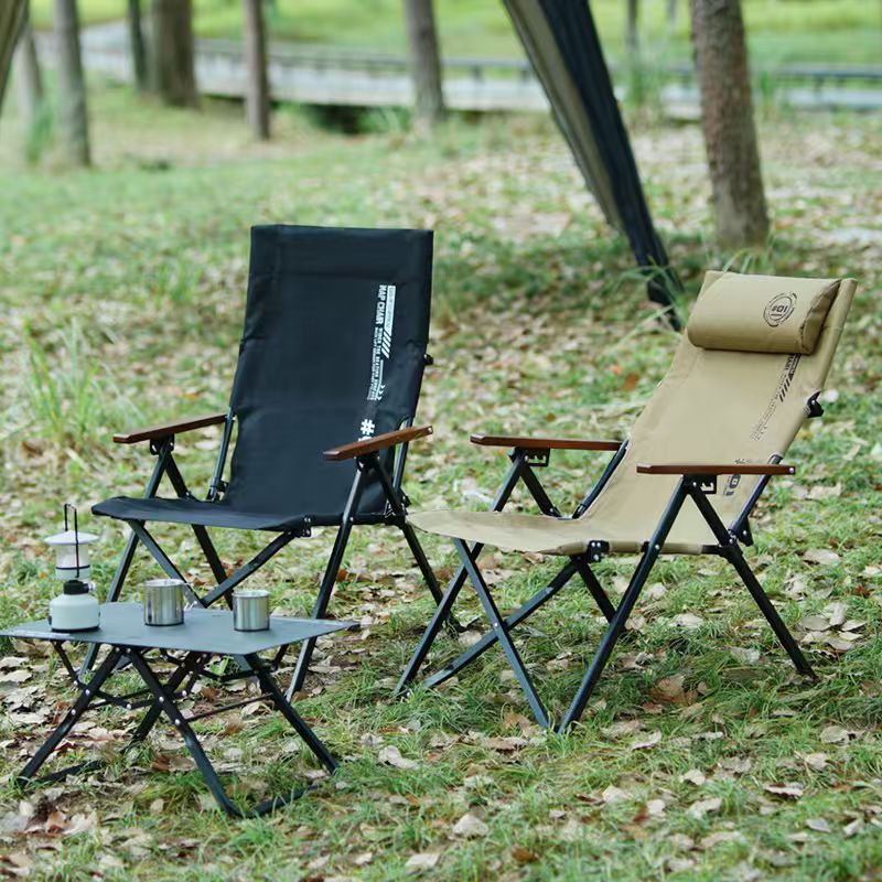 Outdoor Camping High Chair - Klappbarer Hochlehner-Strand- und Campingstuhl, 4-fach verstellbar,