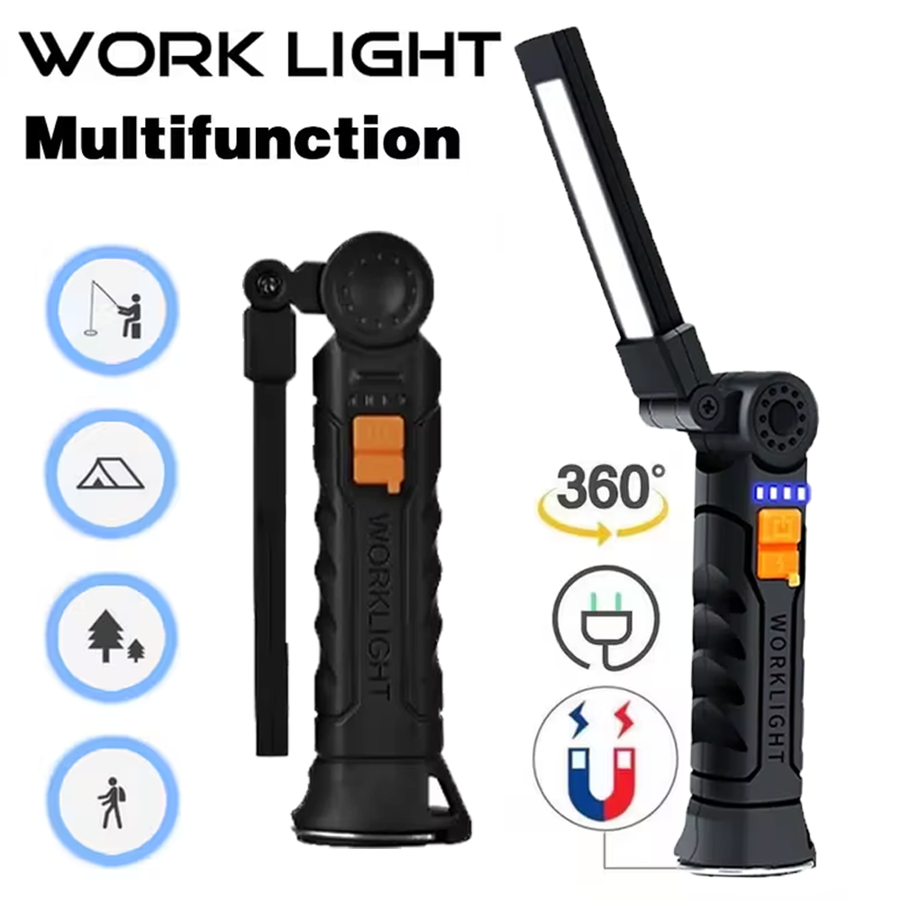 Outdoor Camping Lamp - Tragbare COB-LED-Taschenlampe, wiederaufladbare USB-Taschenlampe mit magnetischer
