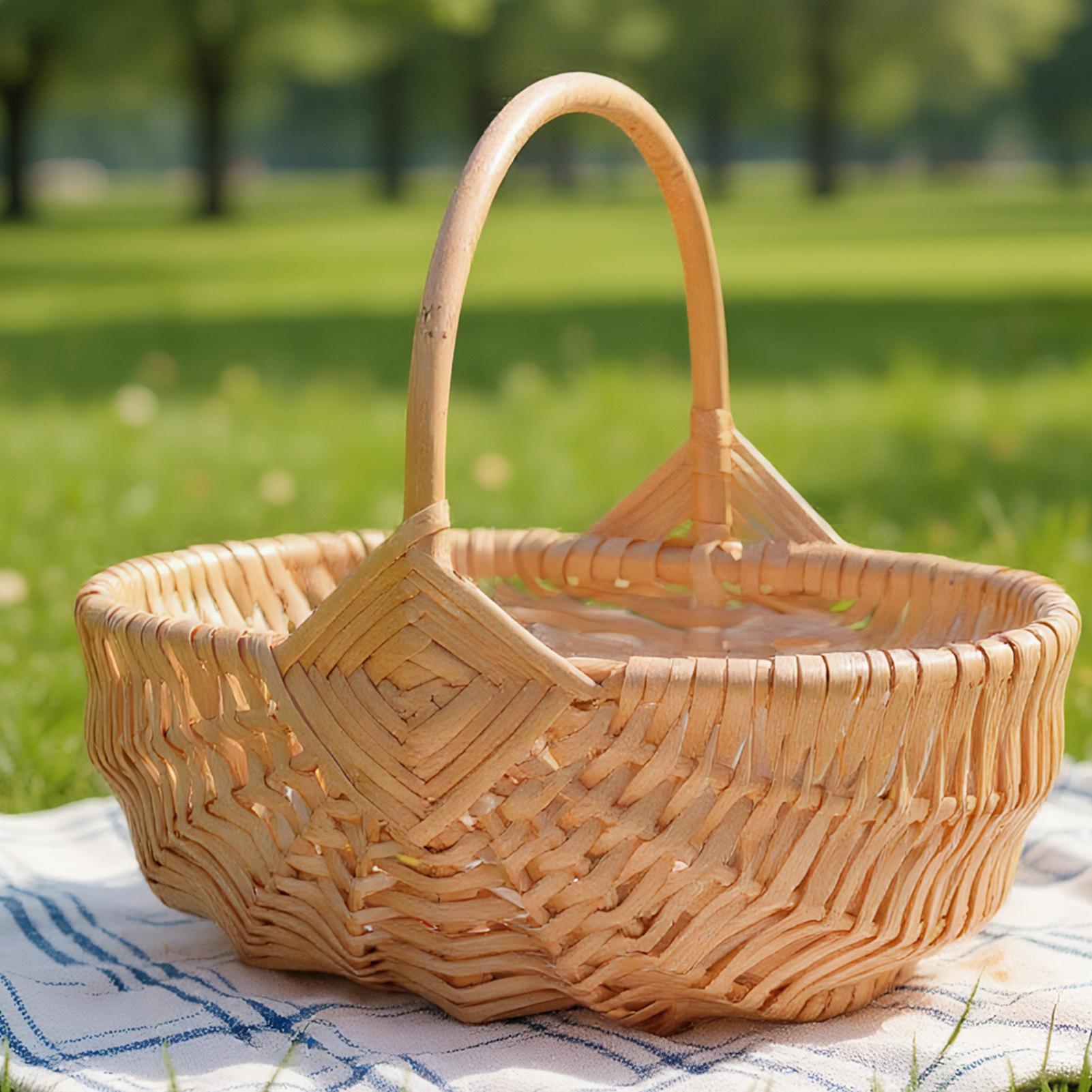 Outdoor Camping Activities - Gewebter Picknickkorb aus Weidengeflecht mit Griff,