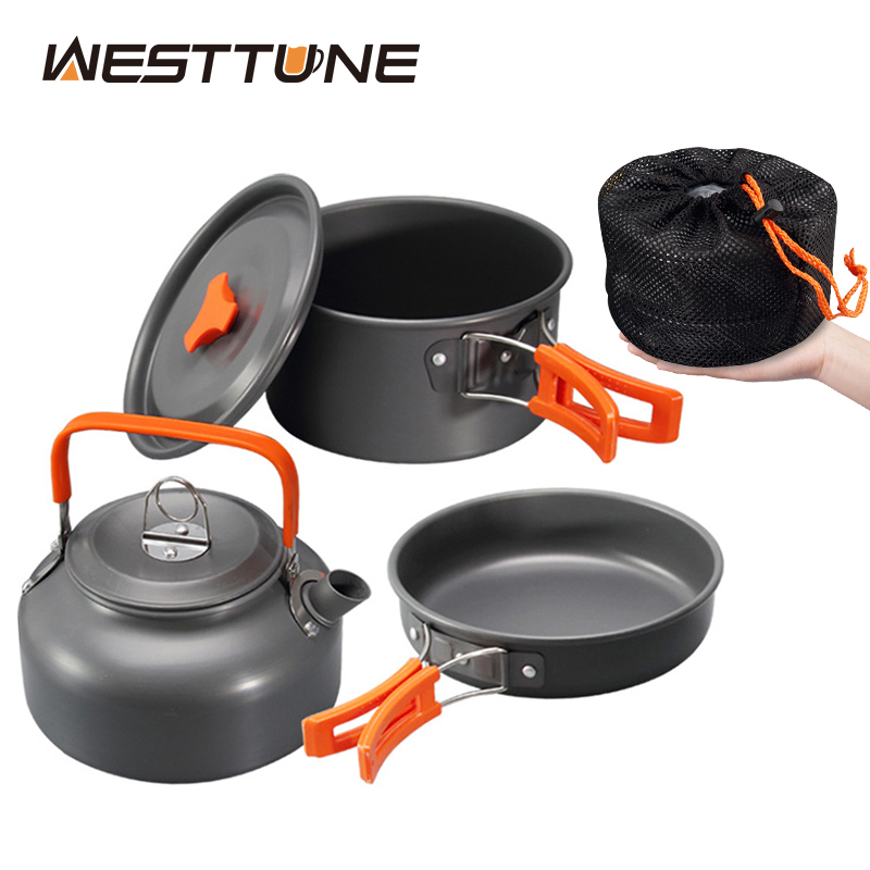 Outdoor Camping Outfit - WESTTUNE Camping-Kochgeschirr-Set, Aluminium, für den Außenbereich,