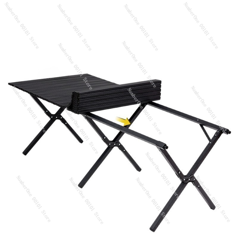 Outdoor Camping Folding Chairs - Tragbarer Outdoor-Klapptisch und Stuhl-Set, aufrollbarer Picknick-Teetisch,
