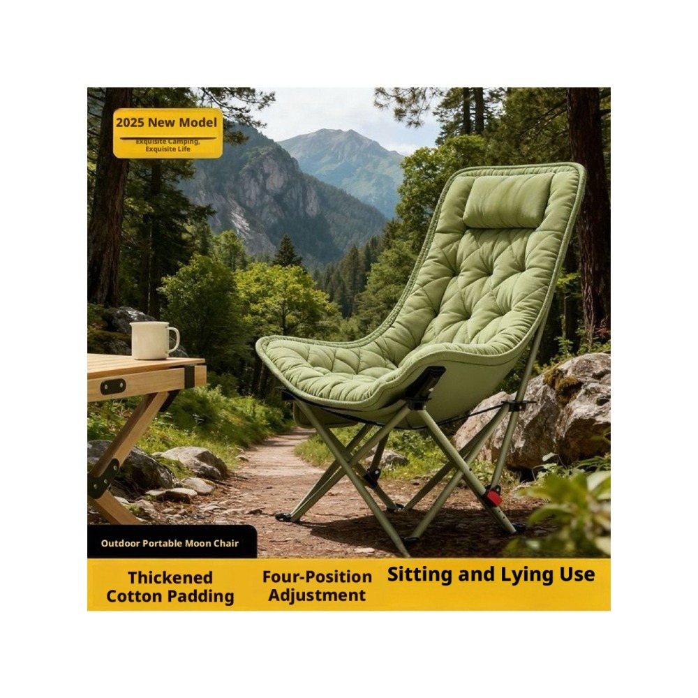 Outdoor Camping Recliner - Verdickter Baumwoll-Outdoor-Klappstuhl mit 4-Stufen-Verstellung für Camping