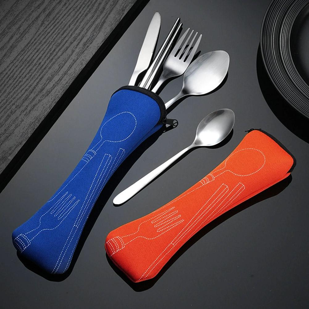 Outdoor Camping Outfit - Picknick-Set, Geschirr, waschbar, mit Reißverschluss, Reise-Besteckset,