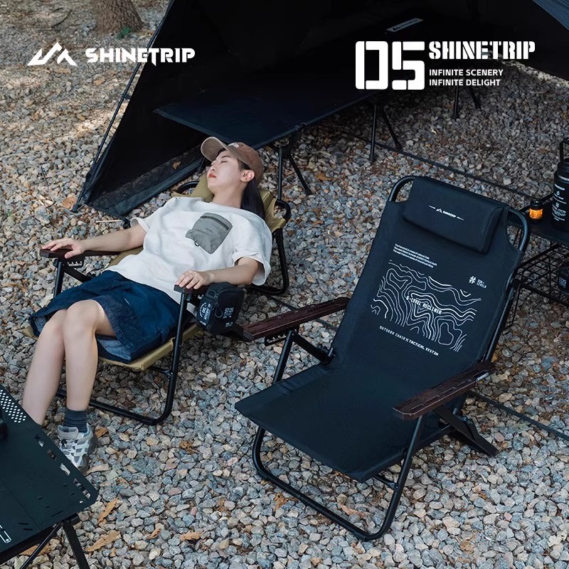 Outdoor Camping High Chair - ShineTrip Outdoor-Klappstuhl, tragbarer Campingstuhl mit verstellbarer