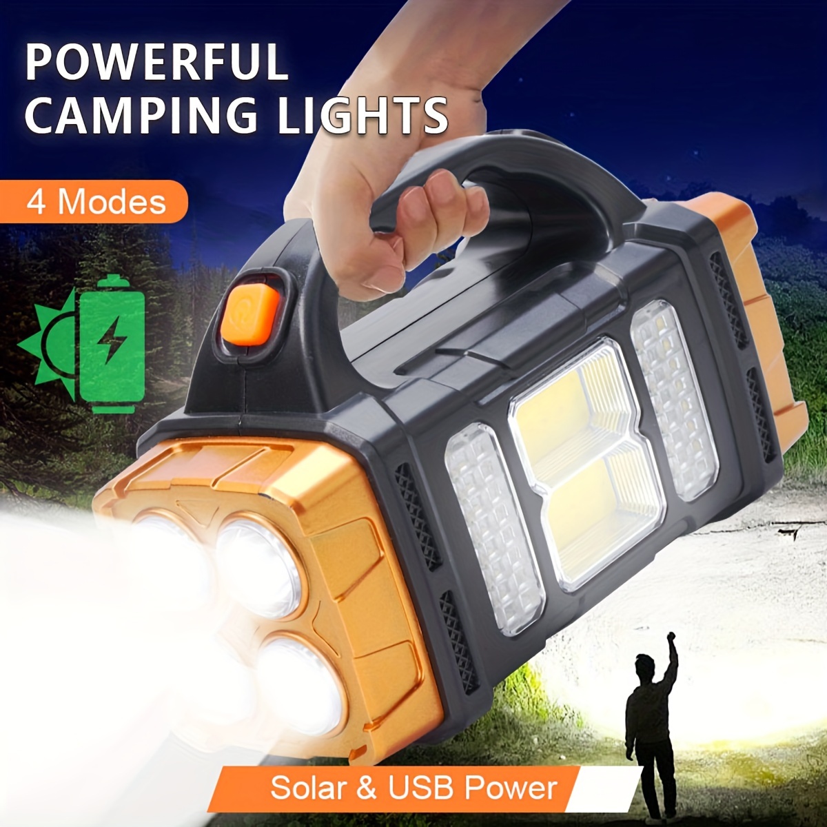Outdoor Camping Lamp - Neue verbesserte wiederaufladbare Hochleistungs-Solar-LED-Taschenlampe mit Powerbank,