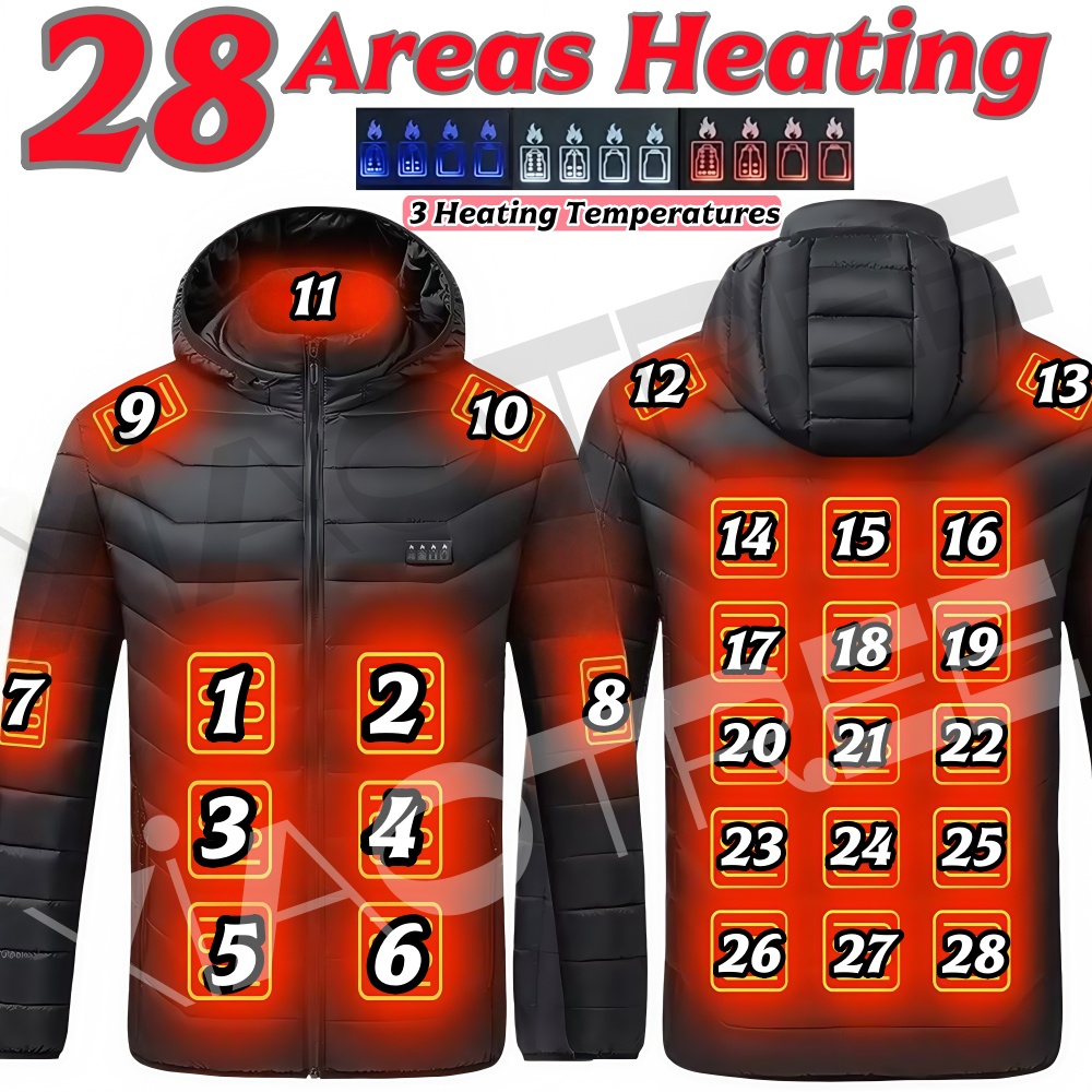 Outdoor Camping Outfit - 28-Zahlen-Heizjacke für Herren und Damen, Winter-USB-Heizjacken,