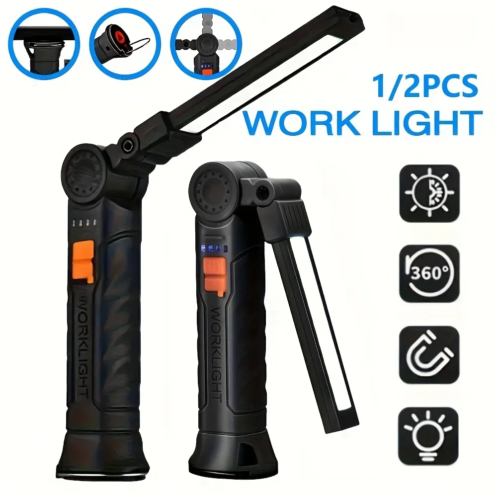 Outdoor Camping Lamp - Tragbare COB-LED-Taschenlampe, wiederaufladbare Arbeitsleuchte mit magnetischer