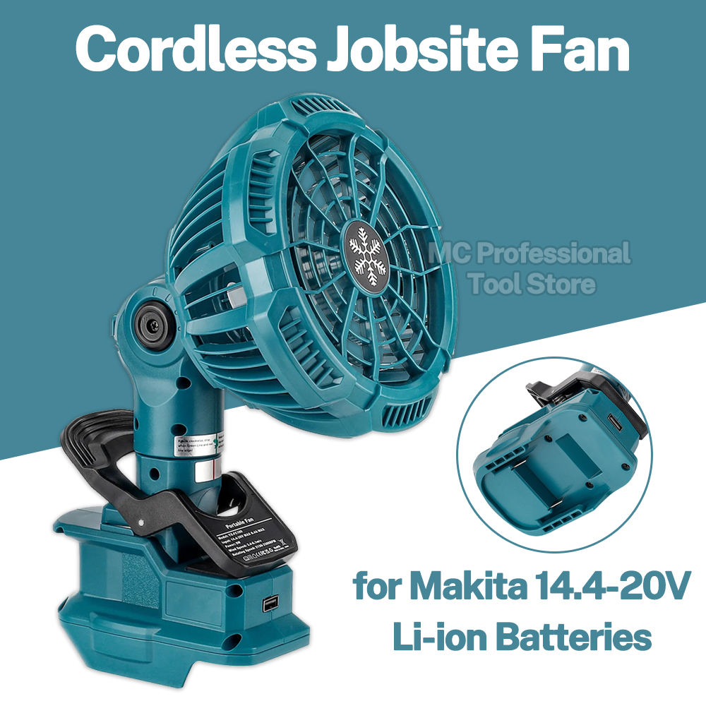Outdoor Camping Outfit - Tragbarer Clip-On-Ventilator für 18-V-Lithiumbatterien von Makita.