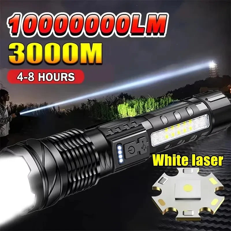 Outdoor Camping Lamp - Leistungsstarke LED-Taschenlampe mit Batterieanzeige USB-Aufladbar Teleskop-Zoom-Fackel