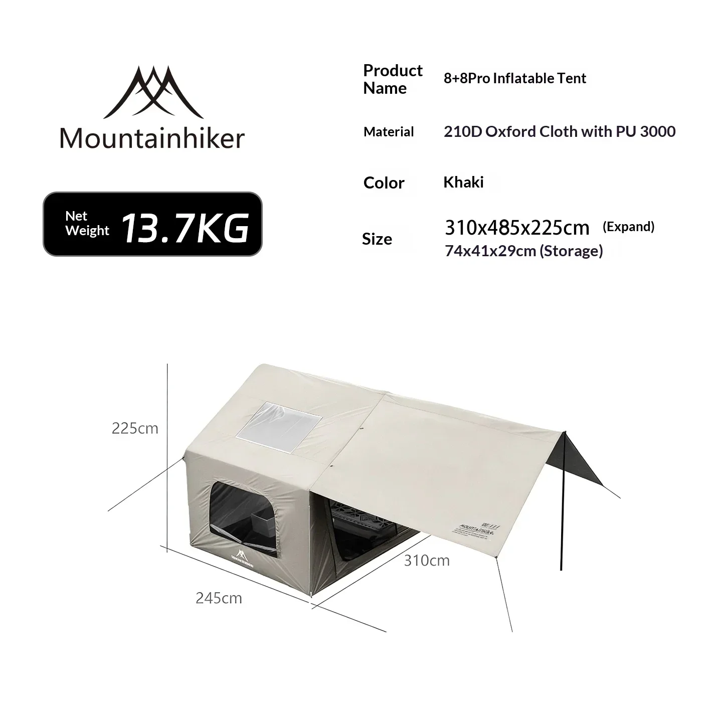 8+8 ㎡   MOUNTAINHIKER Aufblasb – Outdoor Camping Outfit Bewertung und Preis