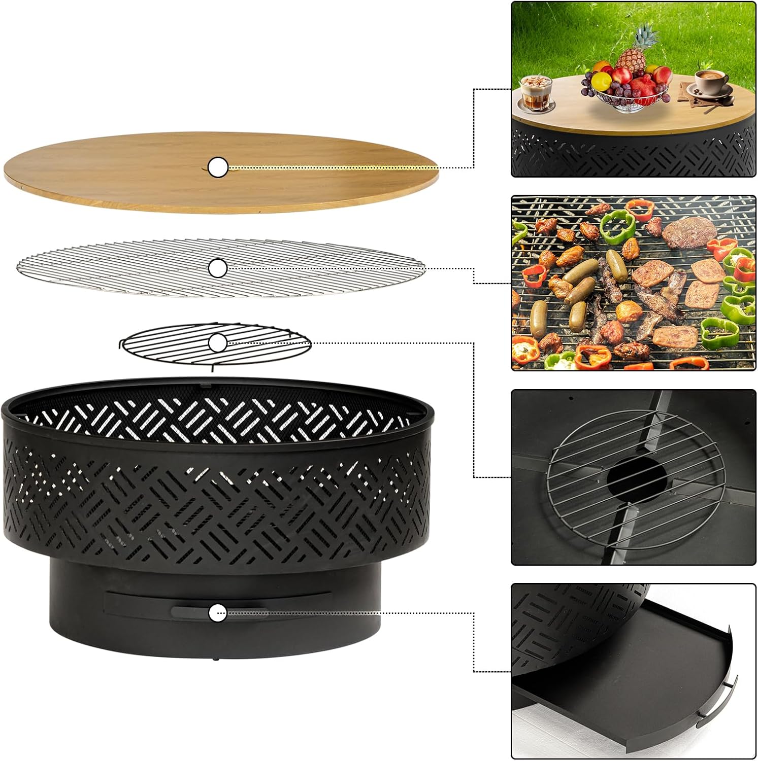 32 Zoll runder Metall-Feuertis – Outdoor Camping Cooking Table Bewertung und Preis