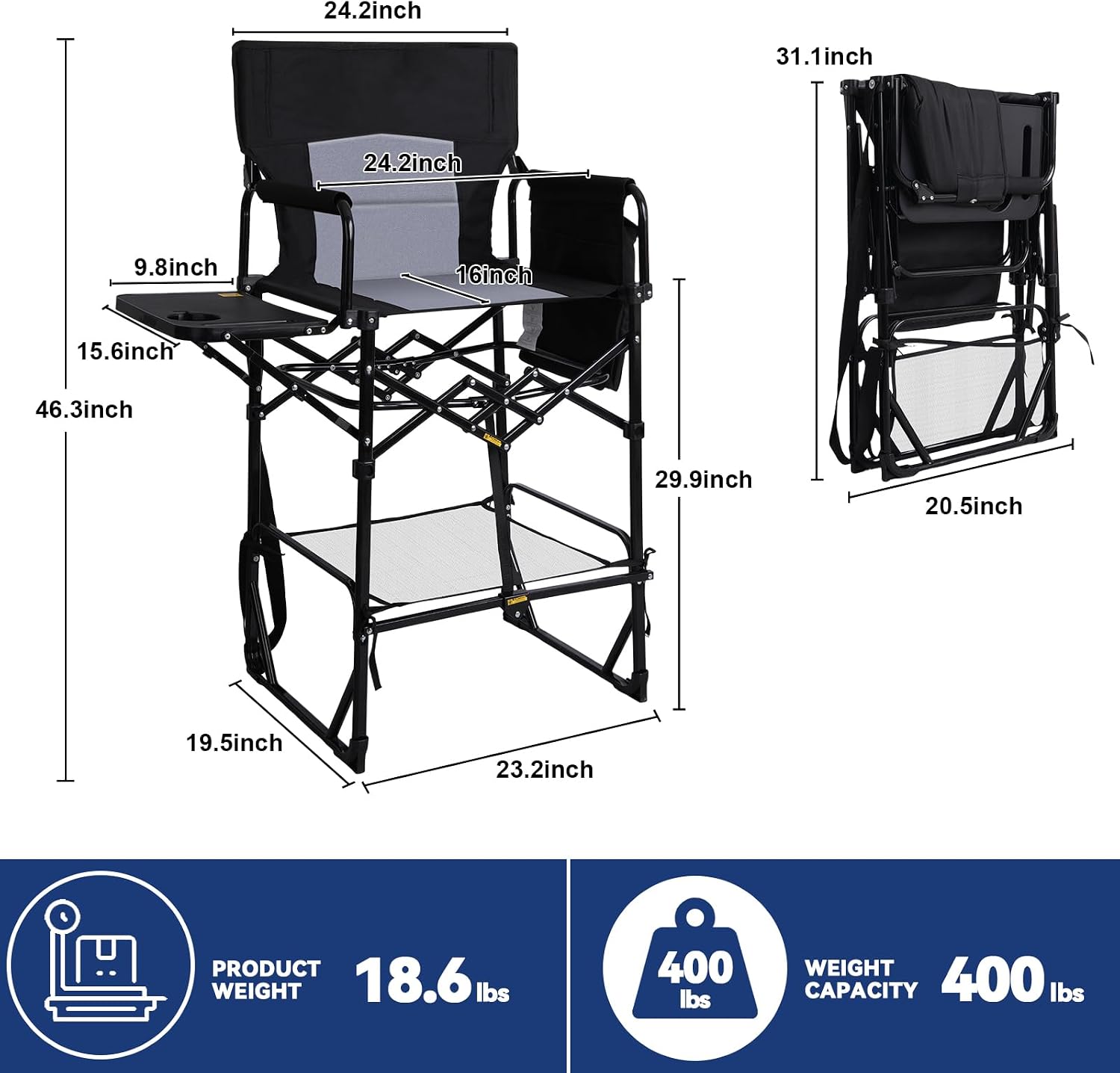 2er-Pack Extra Hohe Klappbare  – Outdoor Camping High Chair Bewertung und Preis